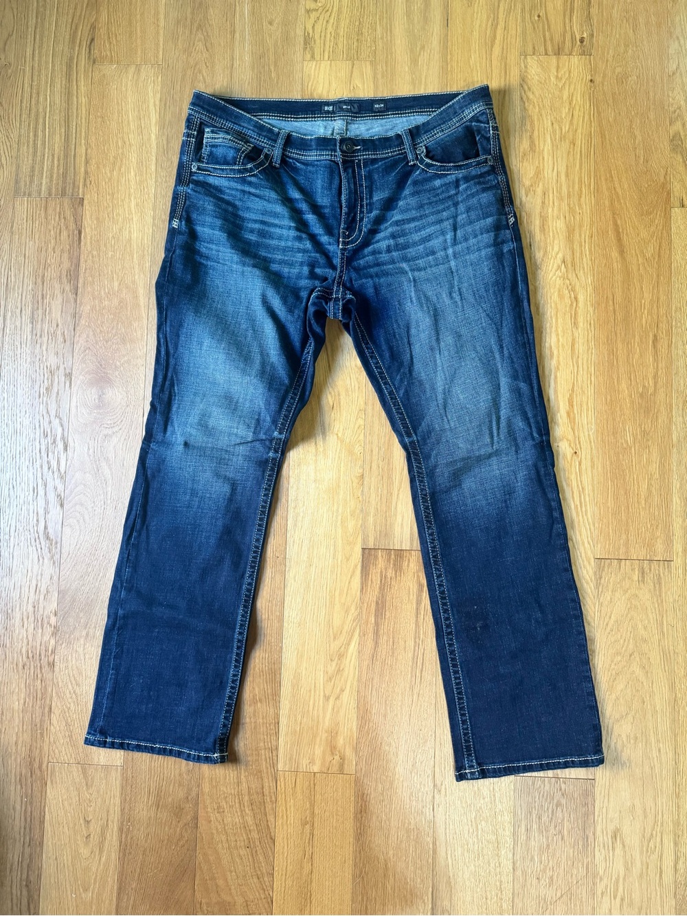 BKE Men's Dark Blue Straight Jeans